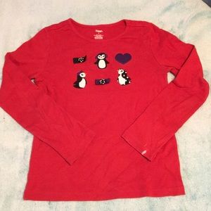 Gymboree Winter Long Sleeve Penguins and Bow Shirt